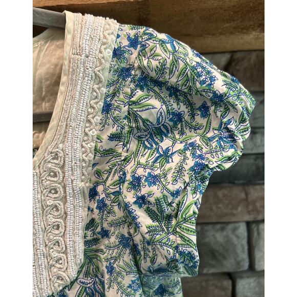 Calypso St. Barth Beaded Floral Poof Sleeves Dress Size M *C5 - Picture 2 of 5